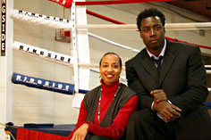 Lois Roach (left) with playwright John ADEkoje (right)