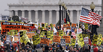 A protest last Saturday opposting the war in Iraq