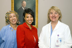 Patricia Myers (left), PCWD Director Cynthia Briggs (center), and Cynthia Krey (right)